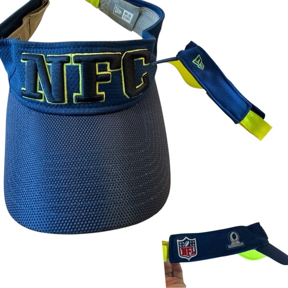 NFL NFC Blue Neon Yellow Unisex Visor By New Era Pro Bowl Stretch Band Hat - Picture 1 of 13